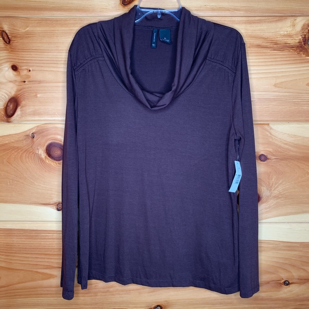 NWT New Directions XL Brown Drape Neck Top
